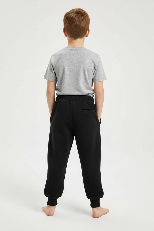 Pantalon Noir Enfant Sport Jogging Confortable Coton - Molleton - vue 2