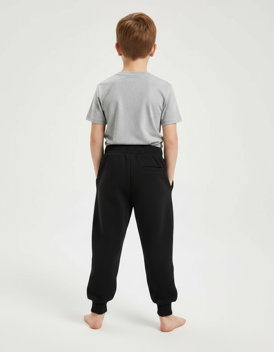 Pantalon Noir Enfant Sport Jogging Confortable Coton - Molleton - vue 2
