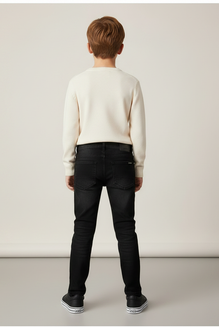 Pantalon Noir Jean Déchiré Garçon Slim Tendance - vue 2