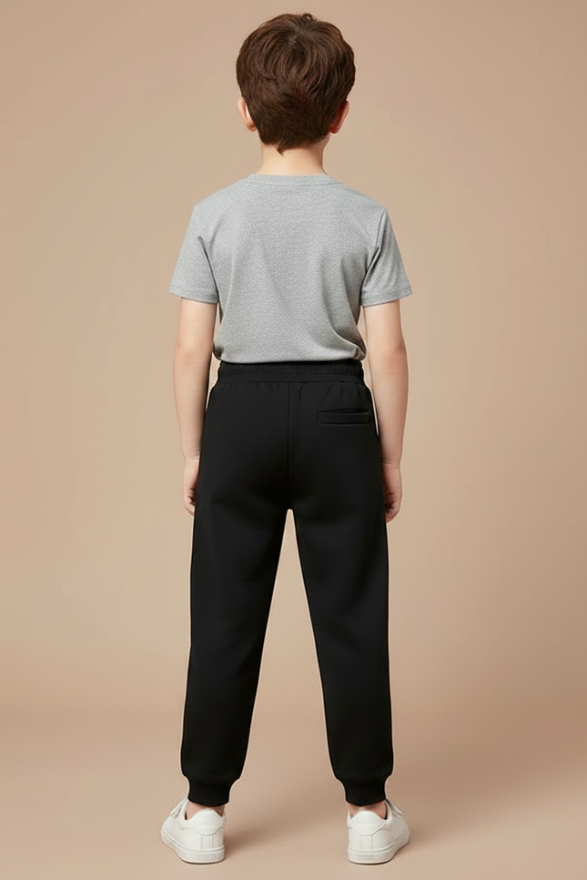 Pantalon Noir Enfant Garçon Sport Jogger Coton - Molleton - vue 2