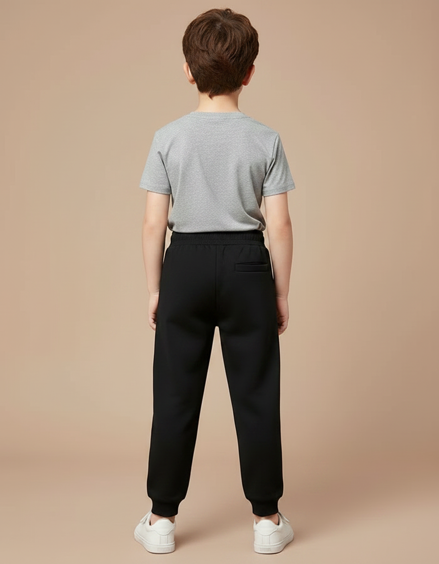 Pantalon Noir Enfant Garçon Sport Jogger Coton - Molleton - vue 2