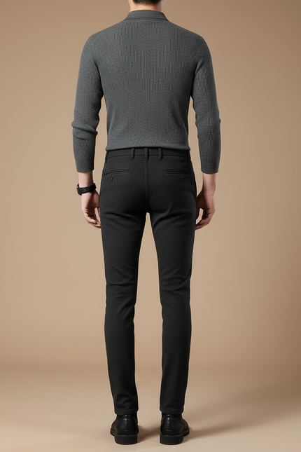 Pantalon Noir Homme Slim Chino Stretch Décontracté - Laine - vue 2