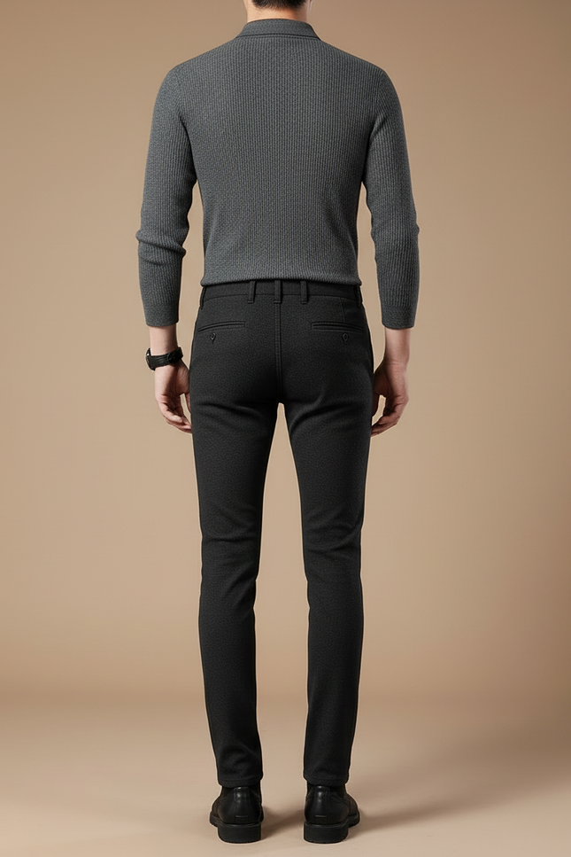 Pantalon Noir Homme Slim Chino Stretch Décontracté - Laine - vue 2