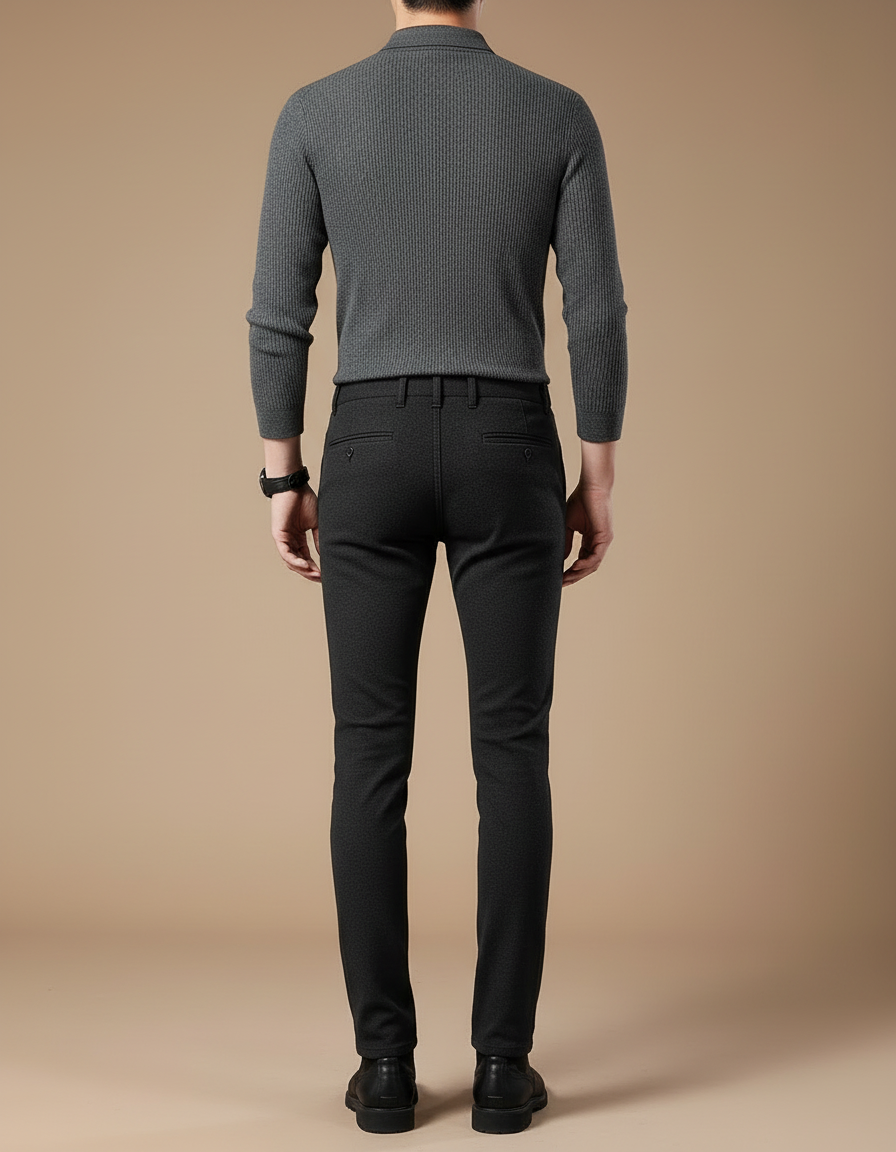 Pantalon Noir Homme Slim Chino Stretch Décontracté - Laine - vue 2