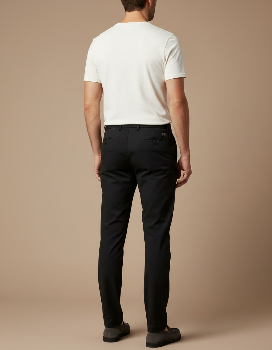 Pantalon Noir Homme Slim Fit Élastique Décontracté Respirant - Polyester - vue 2