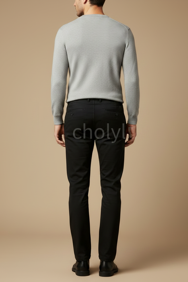 Pantalon Noir Homme Classique Slim Élégant - Gabardine - vue 2