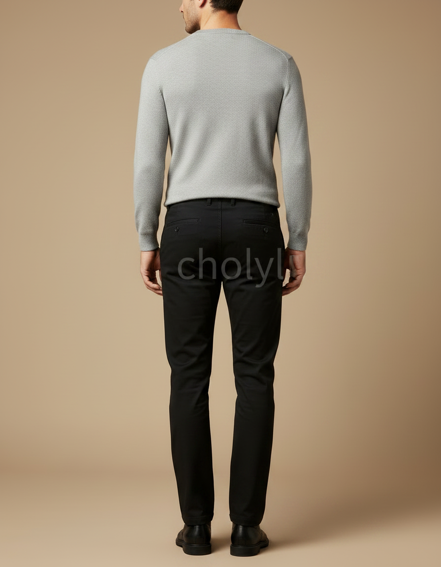 Pantalon Noir Homme Classique Slim Élégant - Gabardine - vue 2