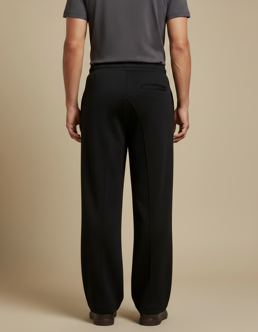 Pantalon Noir Homme Ample Droit Décontracté Sport - Molleton - vue 2