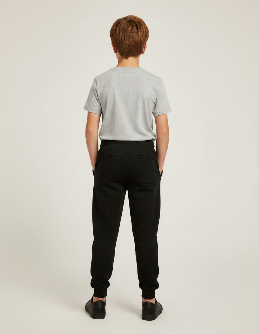 Pantalon Noir Jogging Garçon Coton Décontracté - Molleton - vue 2