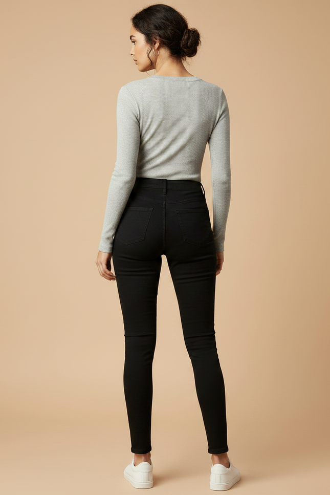 Pantalon Noir Skinny Taille Haute Confortable Femme - Jean - vue 2