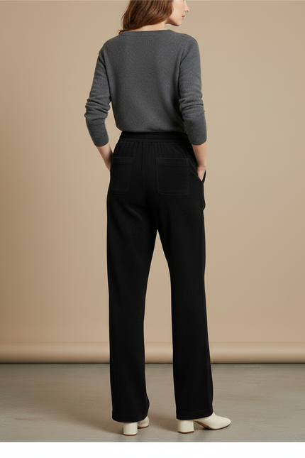 Pantalon Velours Cotelé Femme Noir - Cordé - vue 2