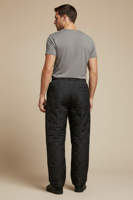 Pantalon Noir Matelassé Ample Décontracté Homme Hiver - Polyester - vue 2