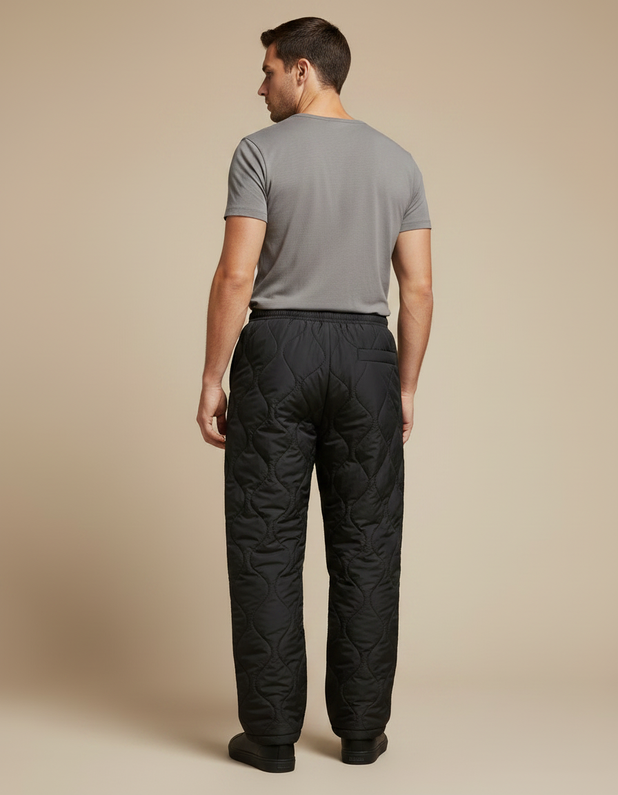 Pantalon Noir Matelassé Ample Décontracté Homme Hiver - Polyester - vue 2
