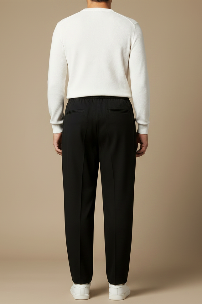 Pantalon Noir Ample Droit Décontracté Homme Confortable - Polyester - vue 2