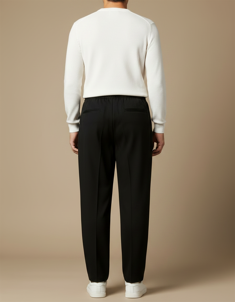 Pantalon Noir Ample Droit Décontracté Homme Confortable - Polyester - vue 2
