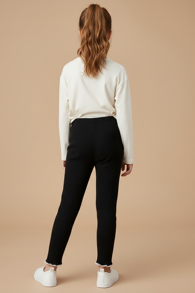 Pantalon Noir Côtelé Lapin Blanc Fille - Cordé - vue 2