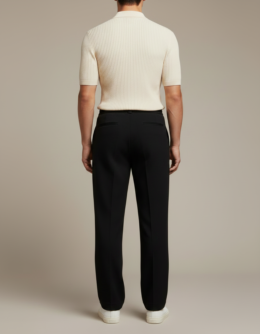 Pantalon Straight Noir - Polyester - vue 2
