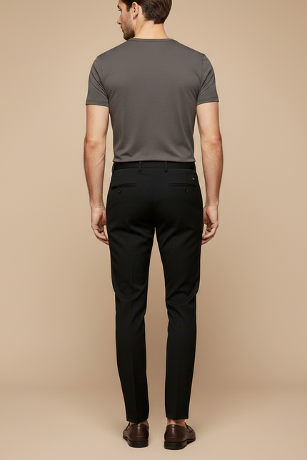 Pantalon Noir Homme Élégant Ajusté Droit Formel - Polyester - vue 2