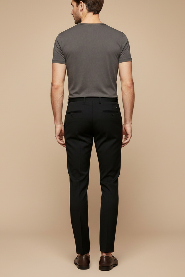 Pantalon Noir Homme Élégant Ajusté Droit Formel - Polyester - vue 2