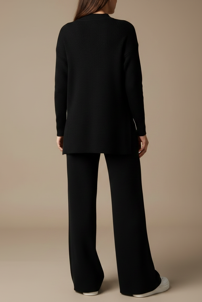Pantalon Noir Ample Maille Confortable Femme - vue 2