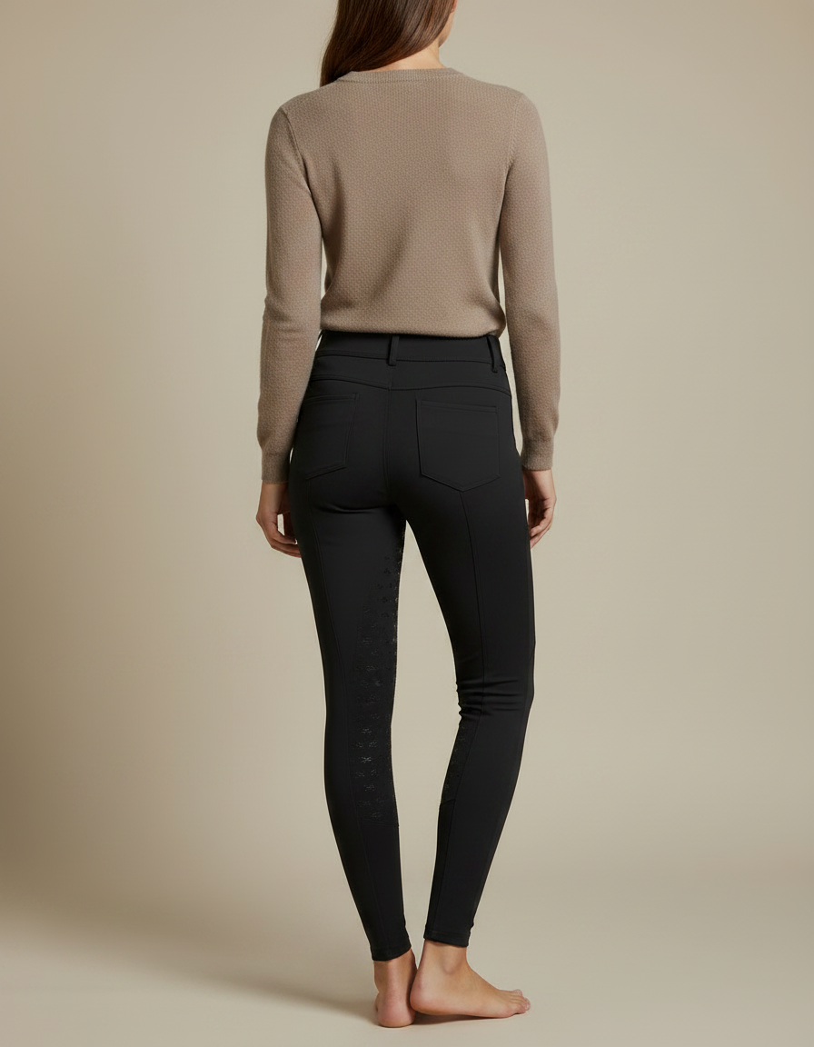 Pantalon Noir Équitation Taille Haute Silicone Adhérent Femme - Polyester - vue 2