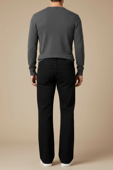 Pantalon Noir Coupe Droite Décontracté Classique Homme - Jean - vue 2