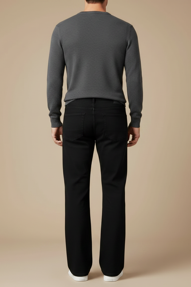Pantalon Noir Coupe Droite Décontracté Classique Homme - Jean - vue 2
