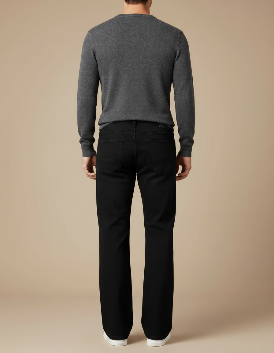Pantalon Noir Coupe Droite Décontracté Classique Homme - Jean - vue 2