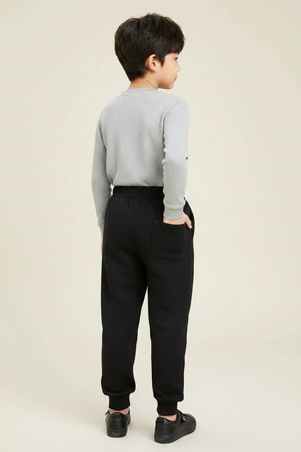Pantalon Noir Molletonné Confortable Enfant Décontracté Sport - vue 2