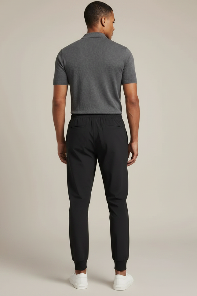 Pantalon Noir Jogger Sport Cordon Élastique Homme - Polyester - vue 2