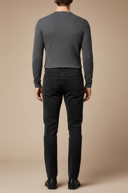 Pantalon Noir Côtelé Homme Slim Stretch Hiver - Cordé - vue 2