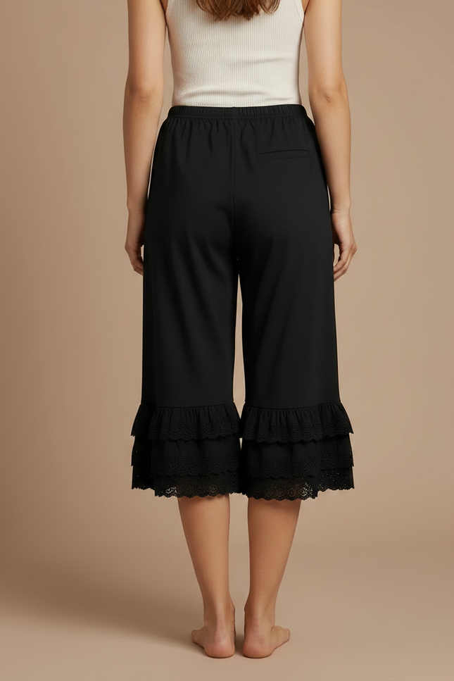 Pantalon Corsaire Noir Femme - Polyester - vue 2