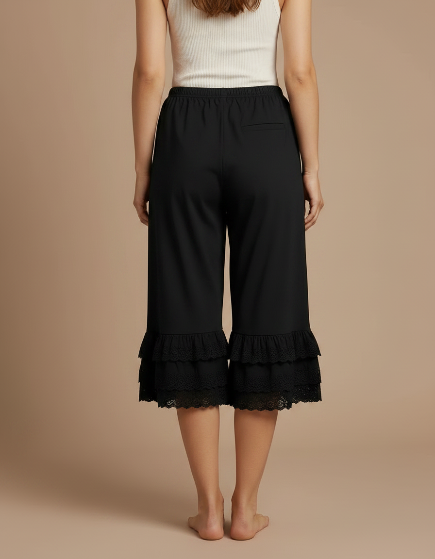 Pantalon Corsaire Noir Femme - Polyester - vue 2