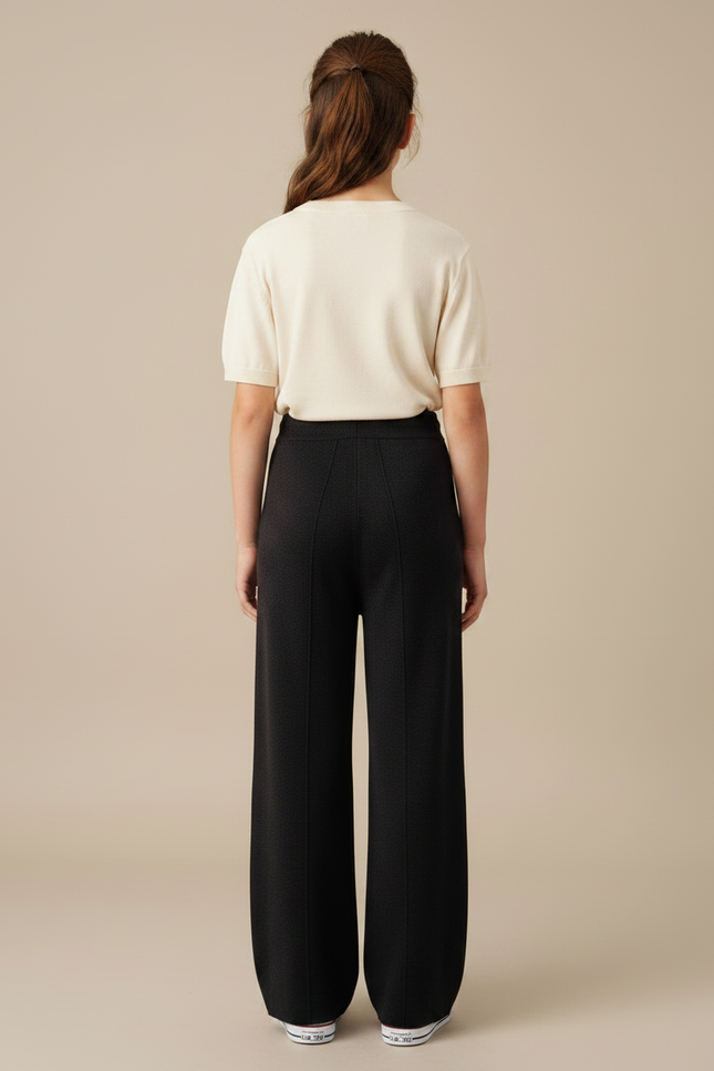 Pantalon Noir Maille Souple Confortable Décontracté - vue 2
