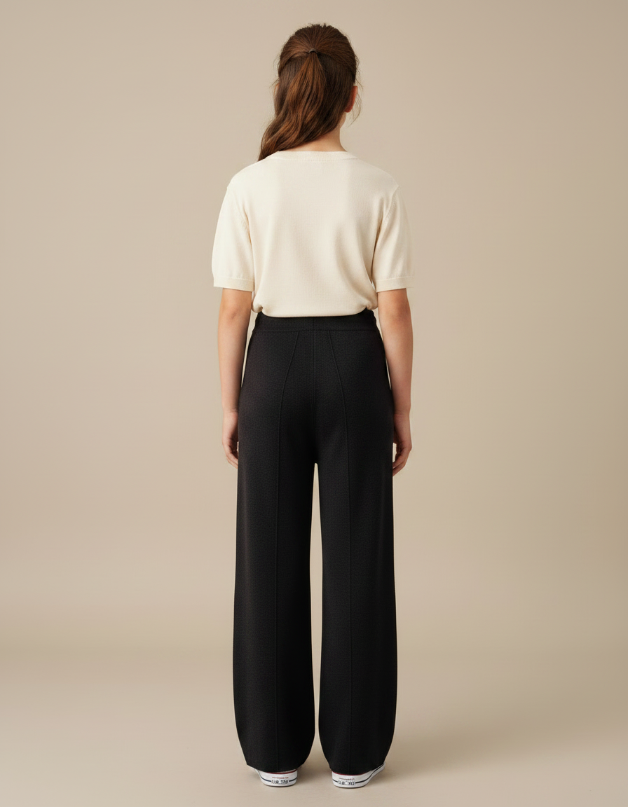 Pantalon Noir Maille Souple Confortable Décontracté - vue 2