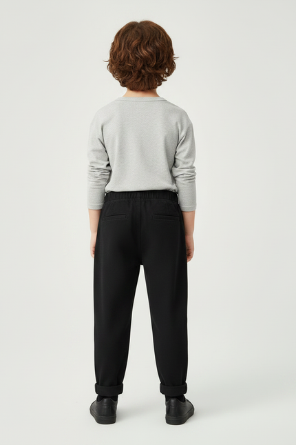 Pantalon Noir Coton Ample Décontracté Garçon - vue 2