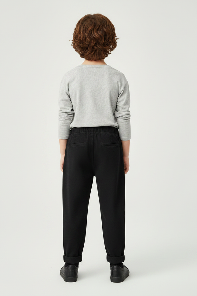 Pantalon Noir Coton Ample Décontracté Garçon - vue 2
