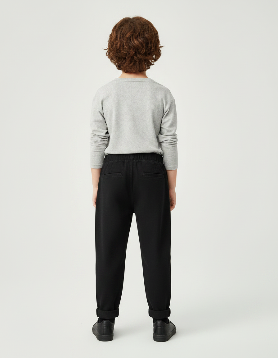 Pantalon Noir Coton Ample Décontracté Garçon - vue 2