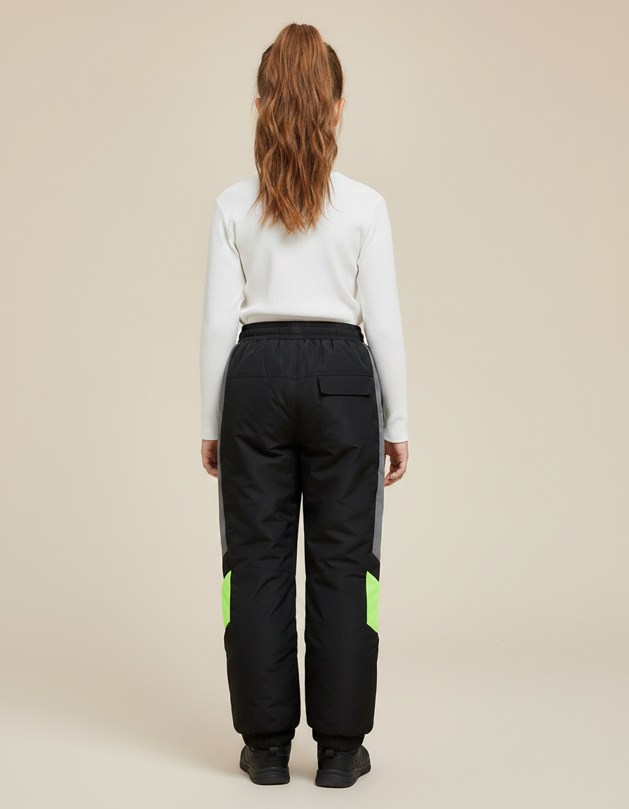 Pantalon Noir Imperméable Enfant Ski Vert - Polyester - vue 2