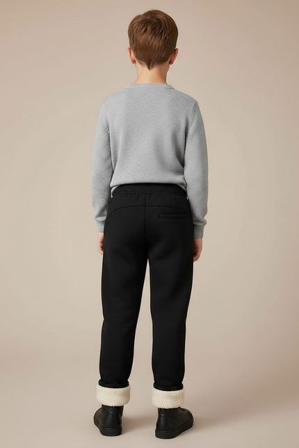 Pantalon Noir Polaire Épais Doublé Hiver Enfant - Molleton - vue 2