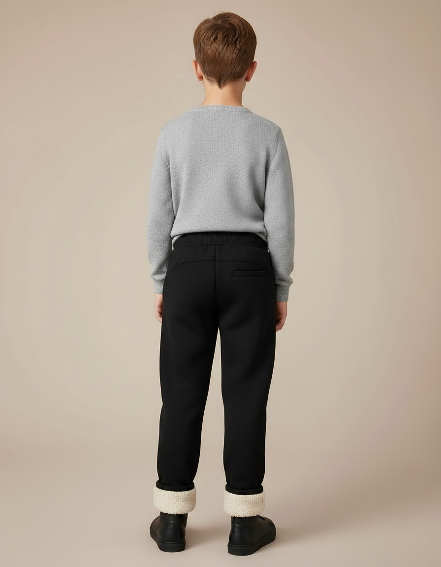 Pantalon Noir Polaire Épais Doublé Hiver Enfant - Molleton - vue 2