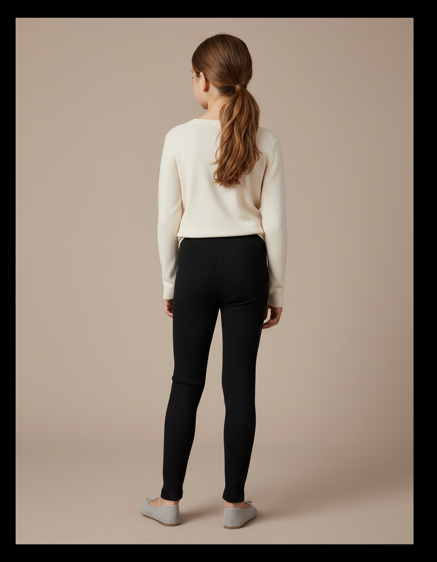 Pantalon Noir Côtelé Slim Confortable Enfant - Maille - vue 2