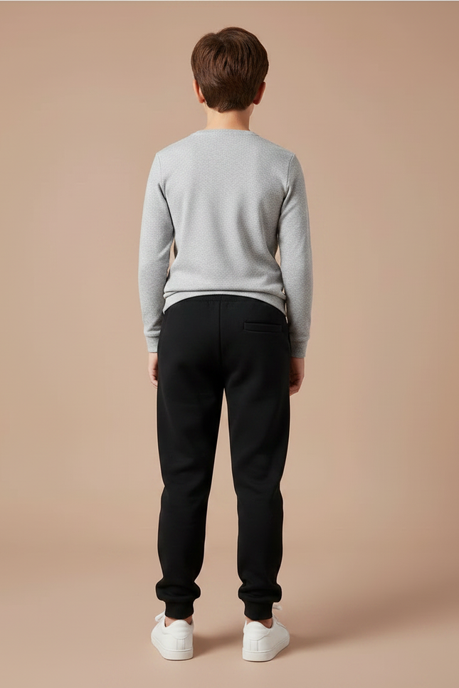 Pantalon Noir Molletonné Décontracté Garçon Logo Imprimé - vue 2