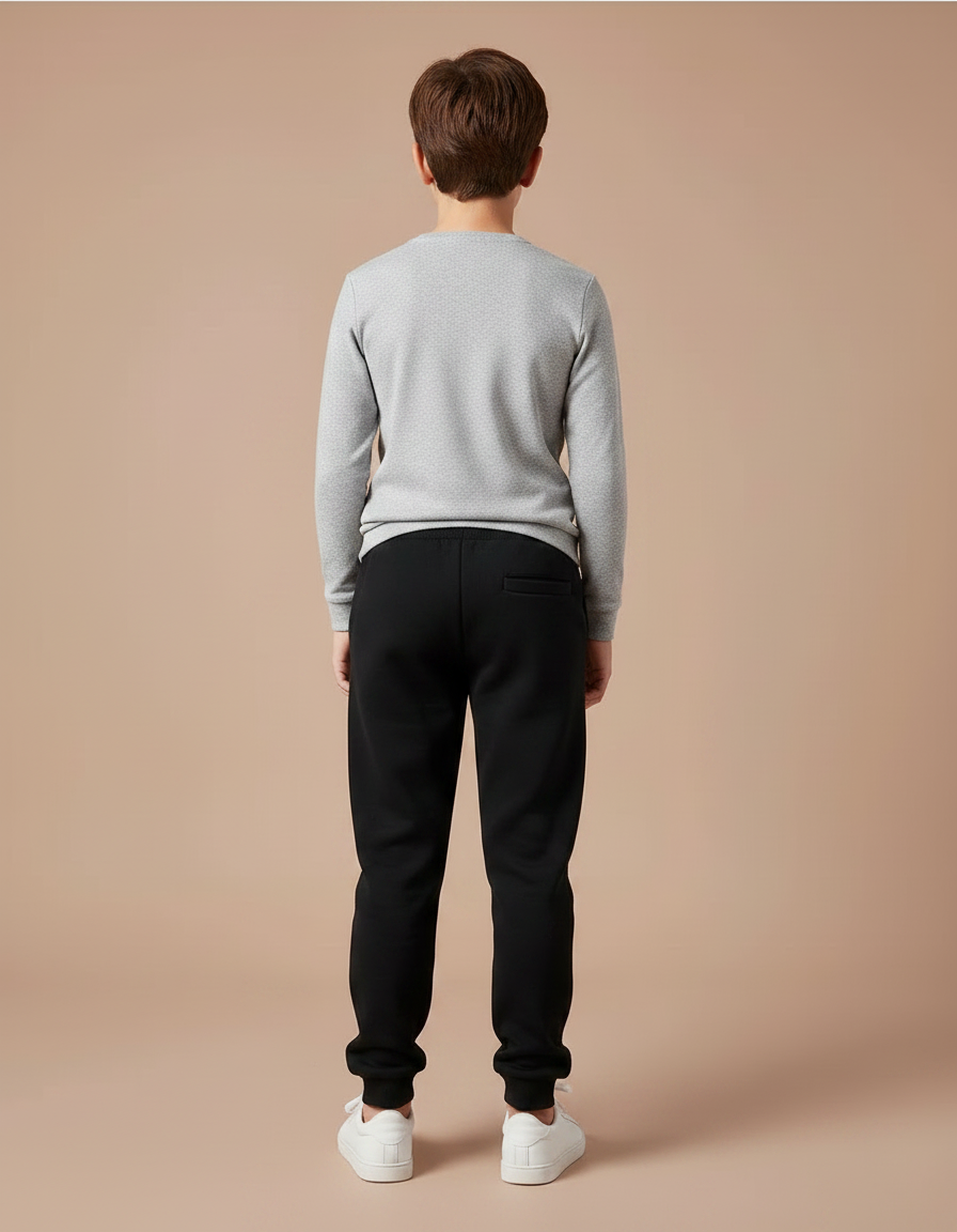 Pantalon Noir Molletonné Décontracté Garçon Logo Imprimé - vue 2