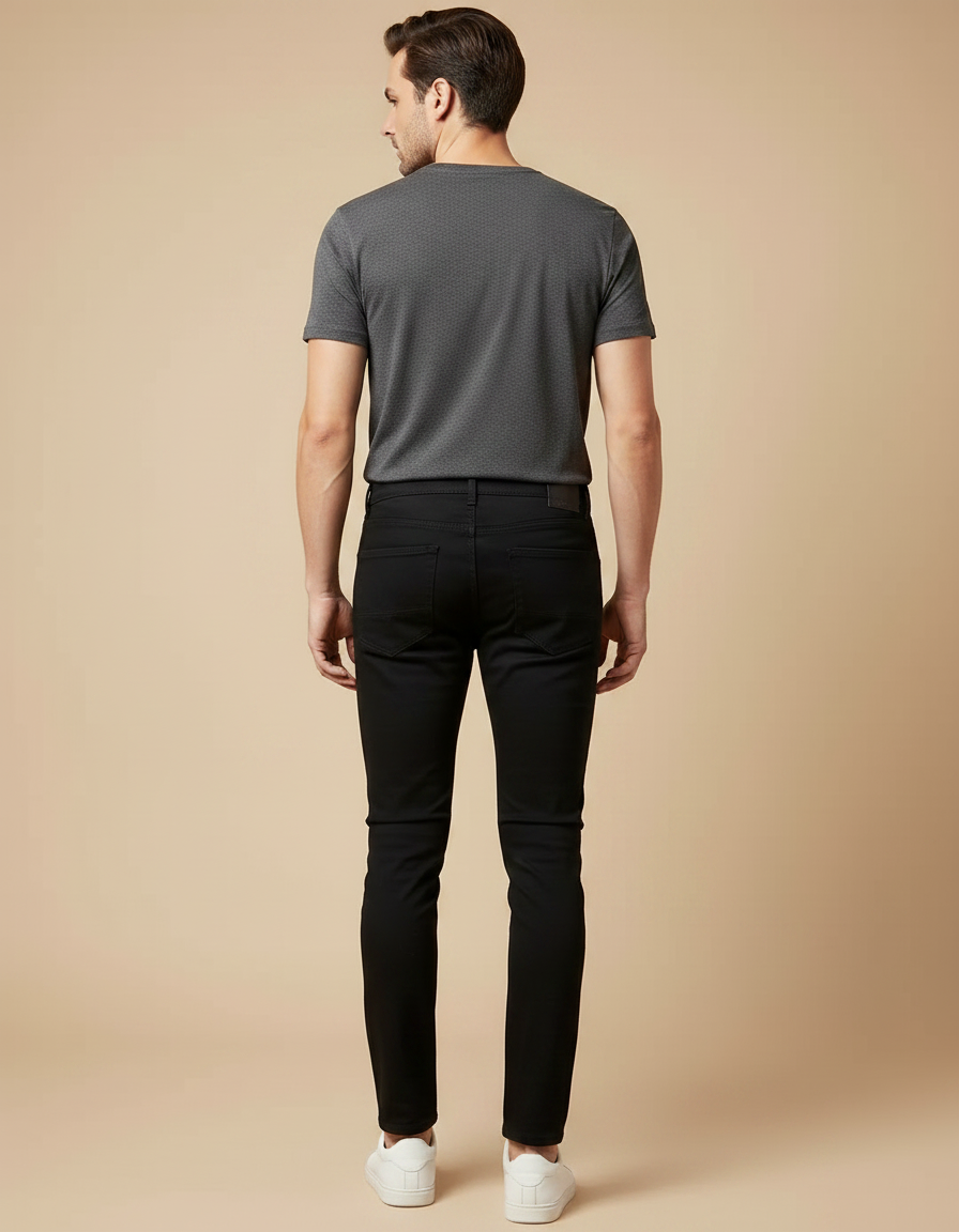 Pantalon Noir Slim Décoré Strass Homme Tendance - Jean - vue 2