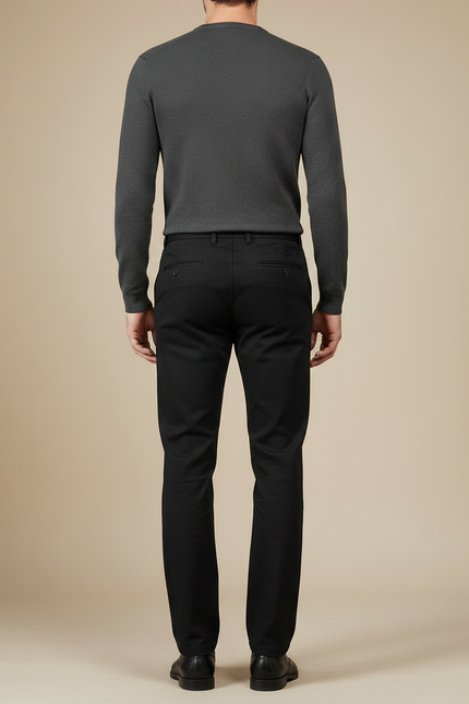 Pantalon Noir Coton Droit Confortable Décontracté Homme - vue 2