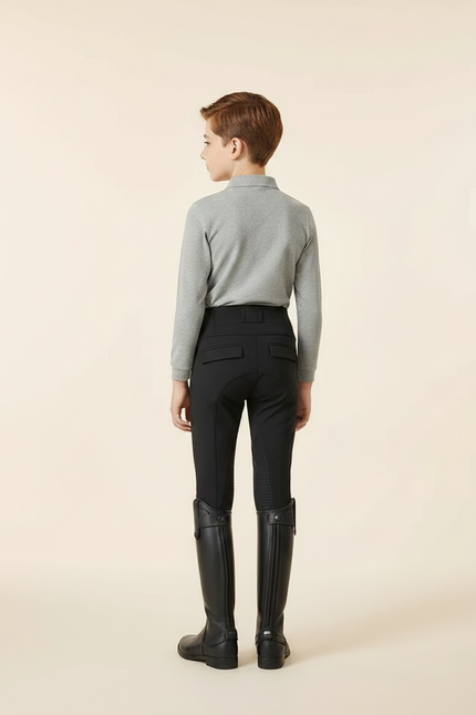 Pantalon Noir Équitation Enfant Silicone Adhérent Confort - Polyester - vue 2
