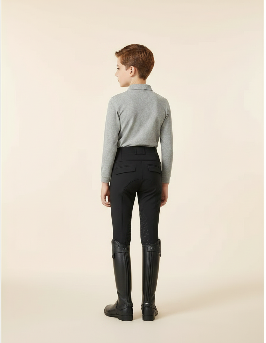 Pantalon Noir Équitation Enfant Silicone Adhérent Confort - Polyester - vue 2
