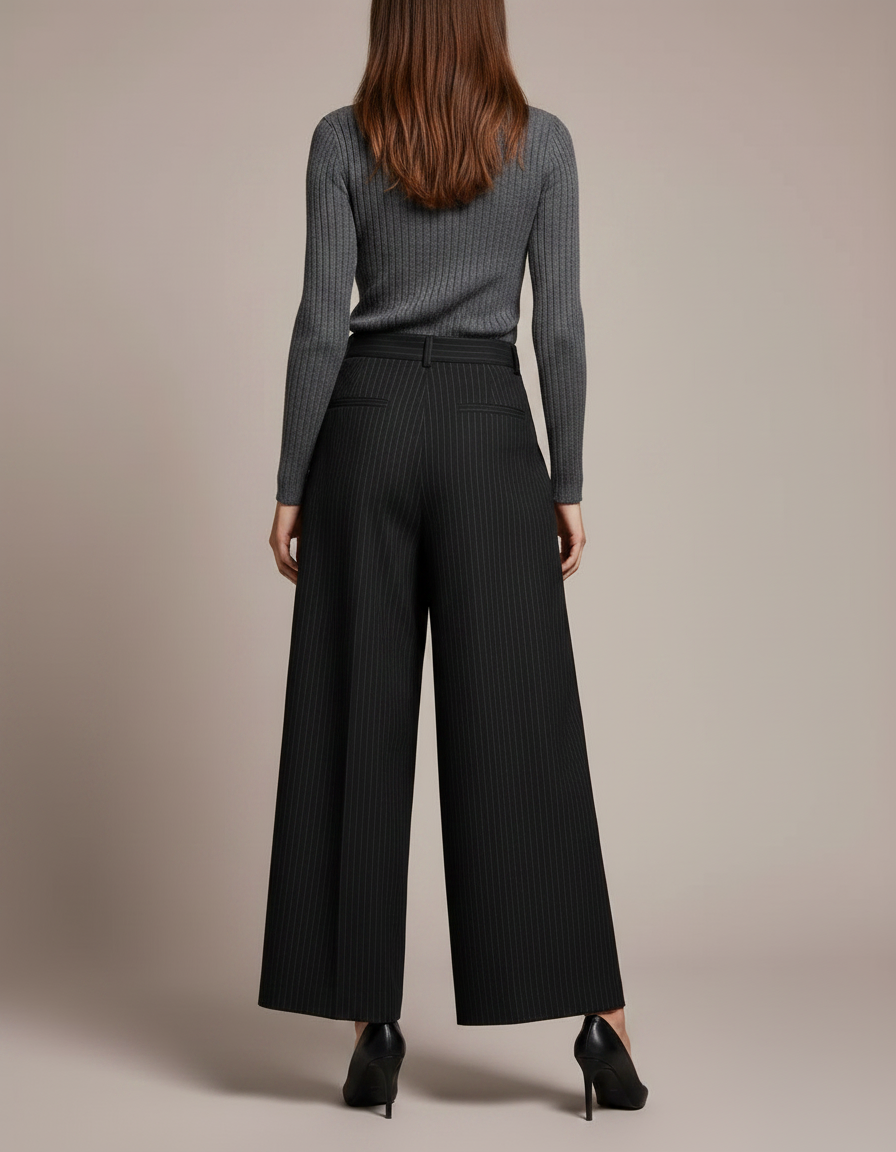 Pantalon Raye Noir - Gabardine - vue 2