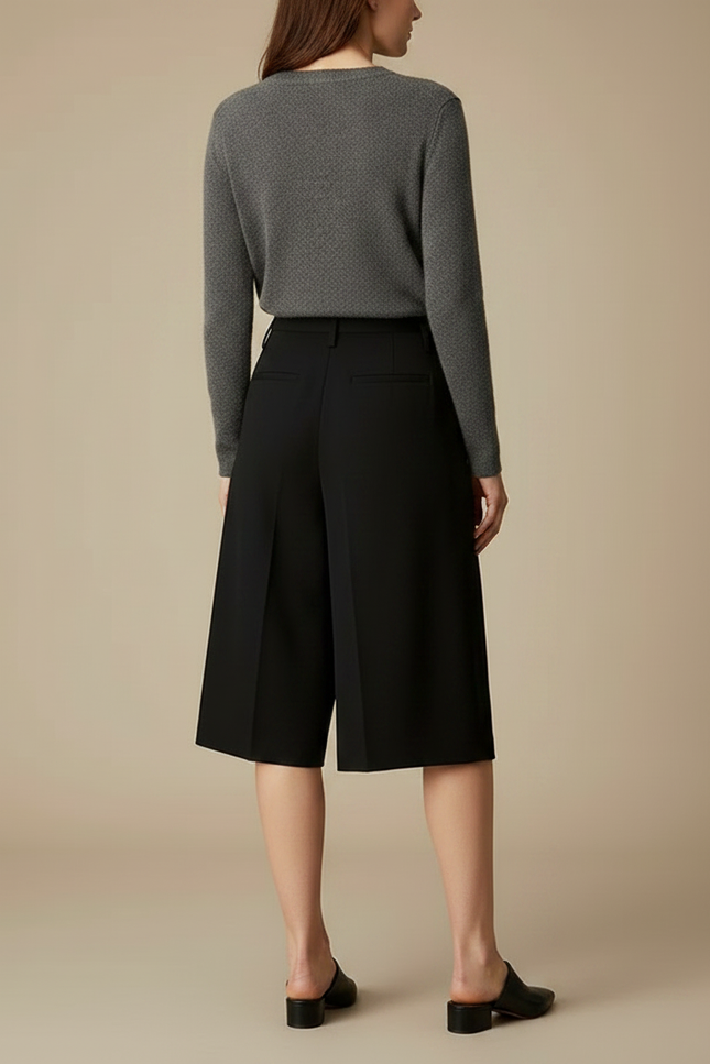 Pantalon Noir Ample Plissé Décontracté Élégant - Polyester - vue 2